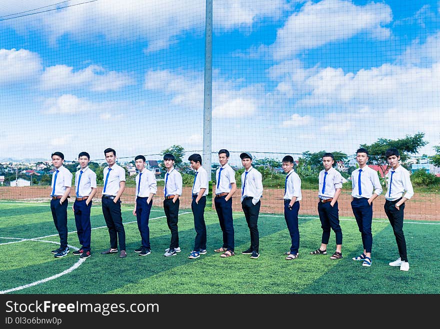 Group of Me Wearing White Dress Shirts