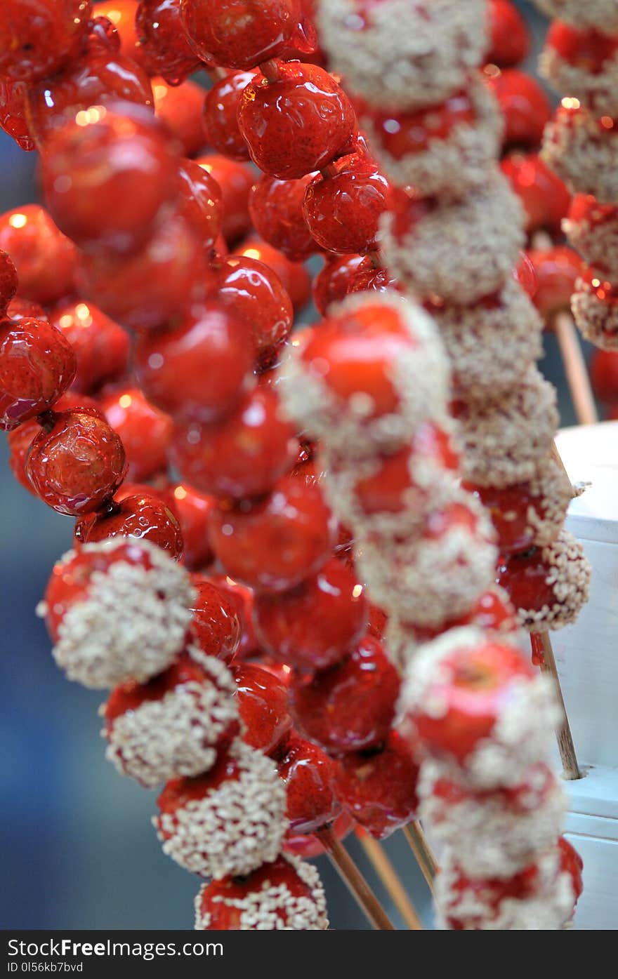 Bingtanghulu Crispy Sugar-Coated Fruit haws,yam,etc.on a Stick