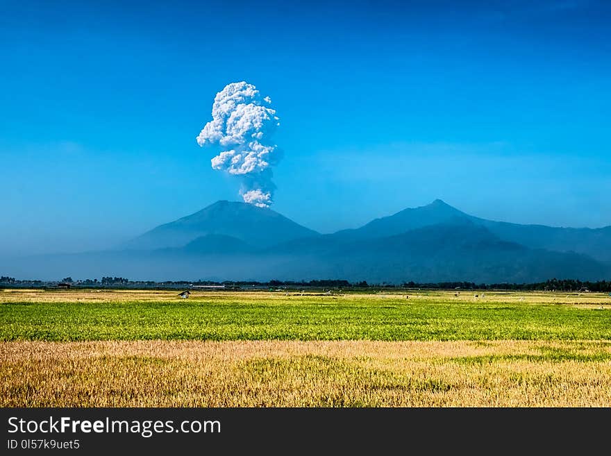 Background, volcano eruption phreatic eruption