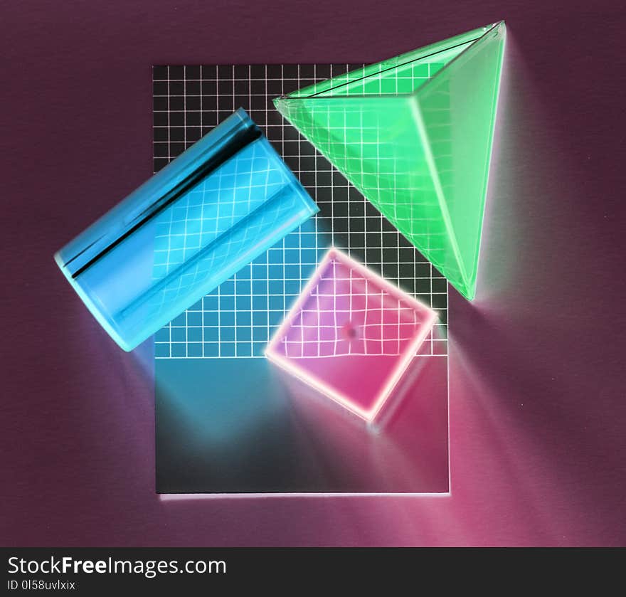 Red, Blue, and Green Shape 3d Digital Wallpaper