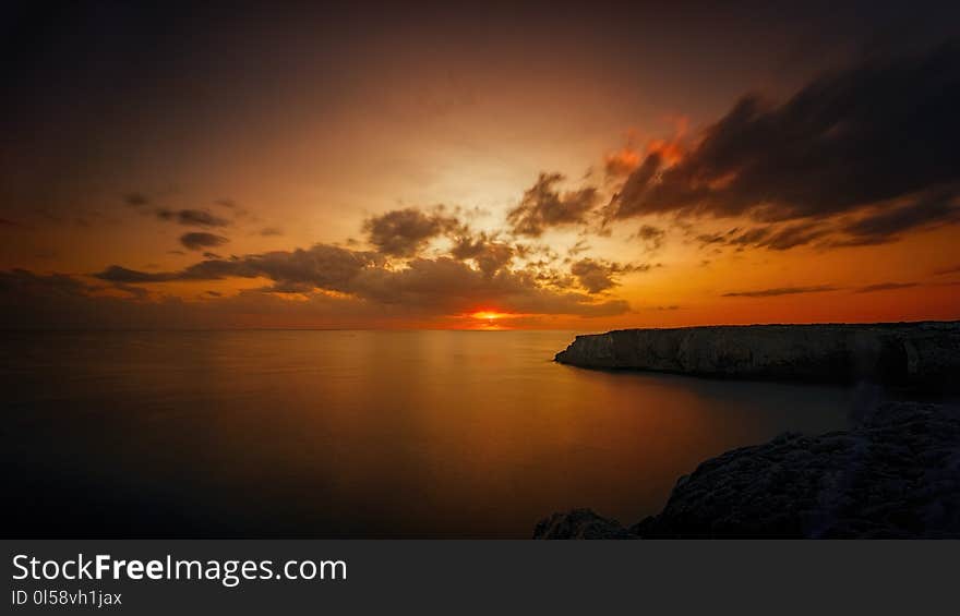 Scenic View of Ocean During Dusk