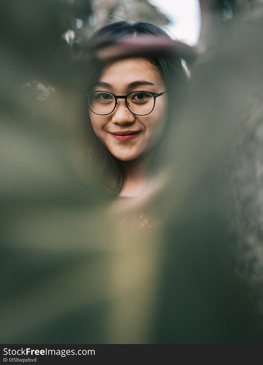 Woman Wearing Eyeglasses With Black Frames