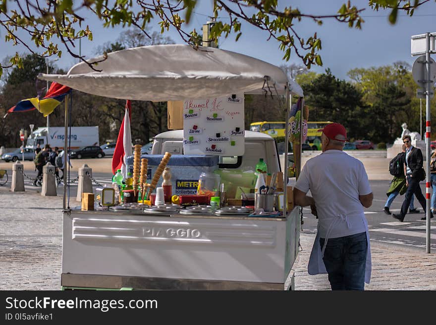 Vehicle, Stall, Market, City