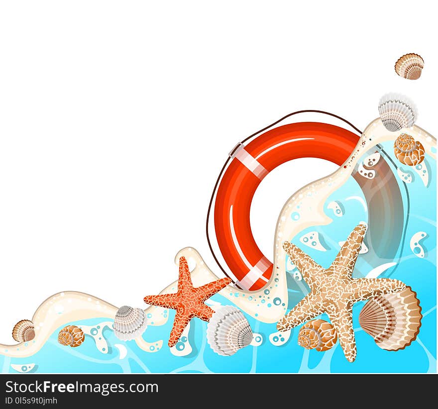 Realistic vector sea frame. Vector illustration.