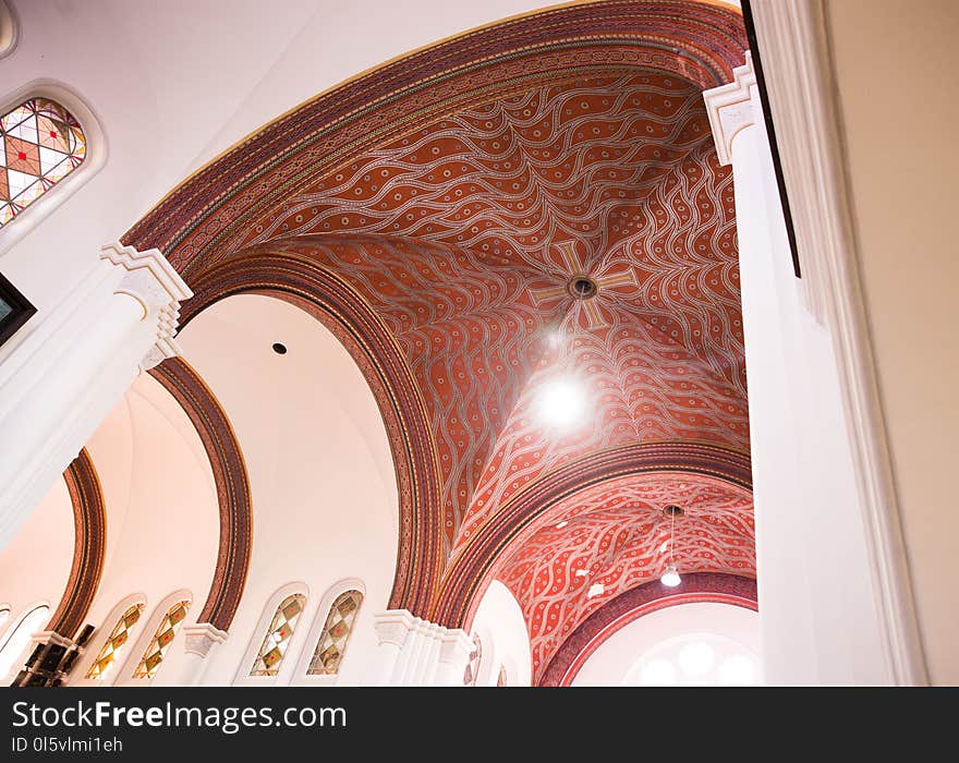 Bottom View:close-up Of The Dome Of The Church