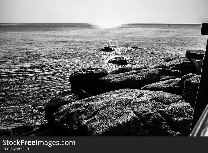 Sea, Black And White, Body Of Water, Water