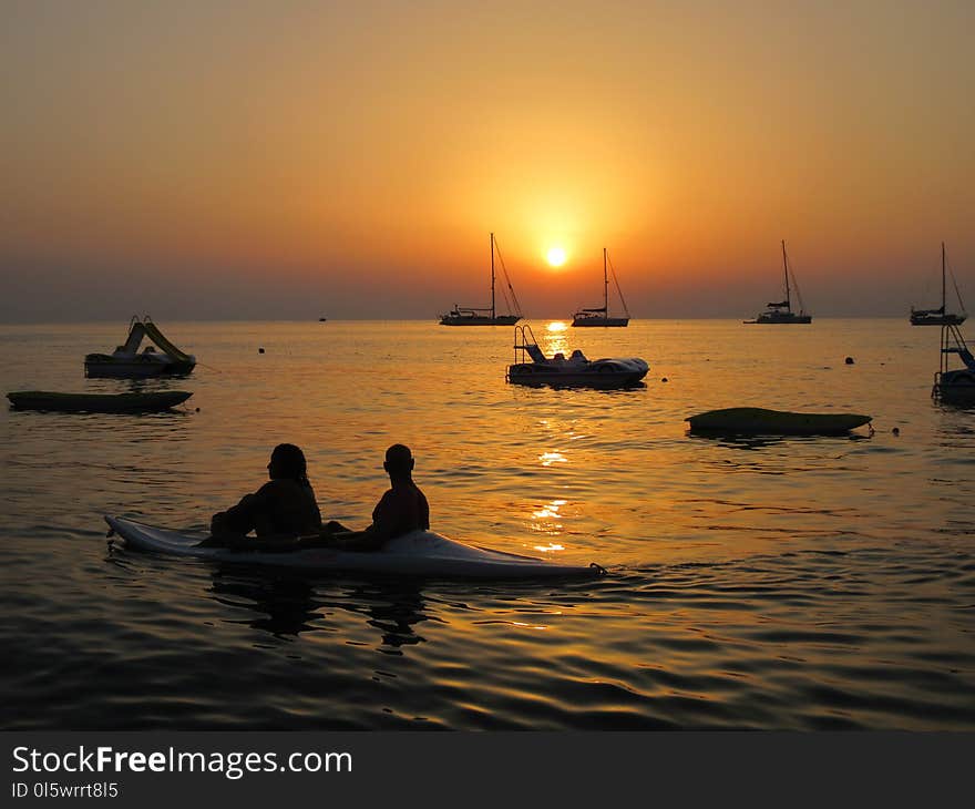 Sea, Sunset, Horizon, Water