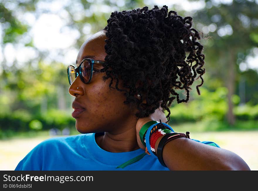 Woman Wearing Black Framed Eyeglasses