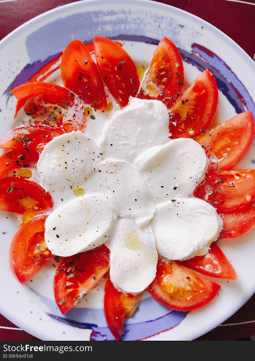 Slice of Tomatoes on Plate