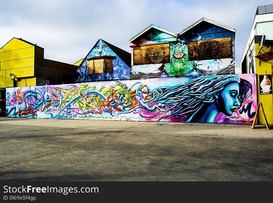 Female Portrait Mural Painting on Concrete Wall