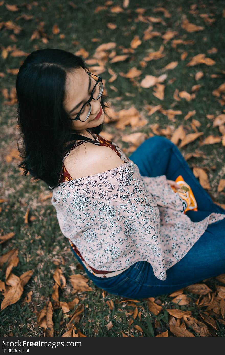 Woman Wearing Black Framed Eyeglasses