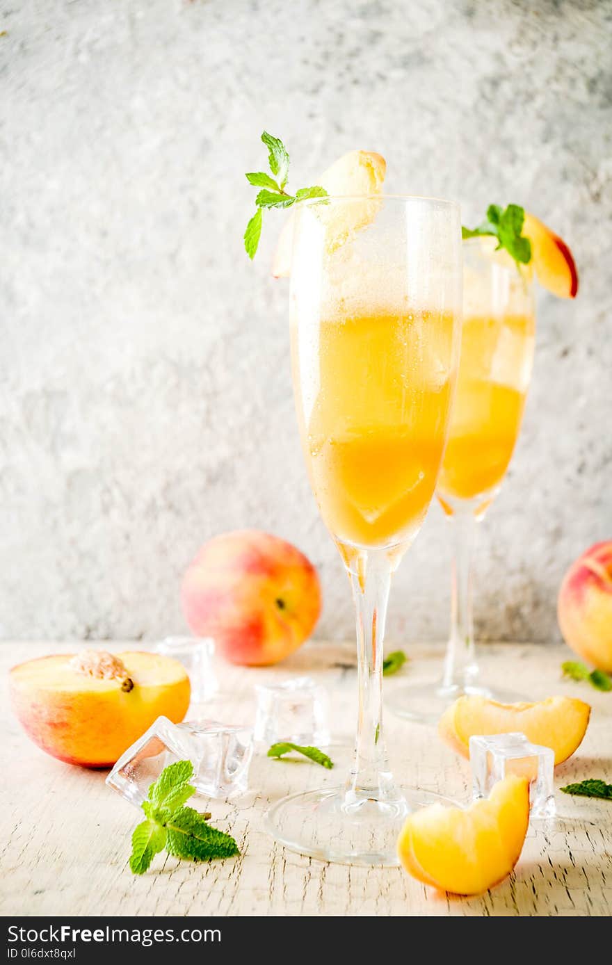 Summer Peach Bellini Cocktail