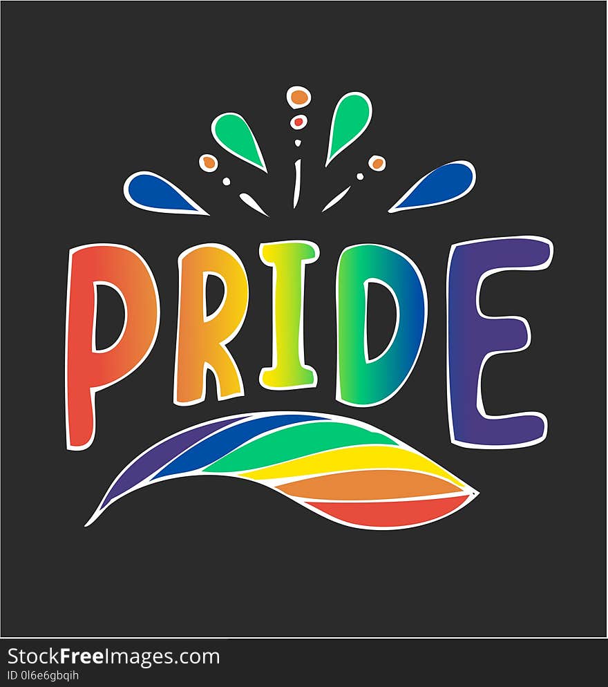 Vector illustration about homosexuals with lettering. `Pride`. Vector illustration about homosexuals with lettering. `Pride`