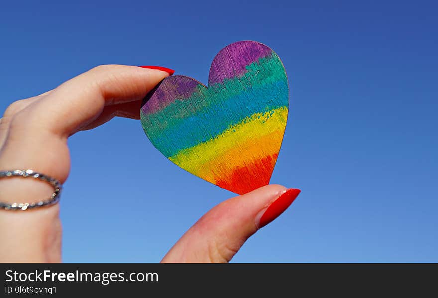 Person Holding Multicolored Heart Decor