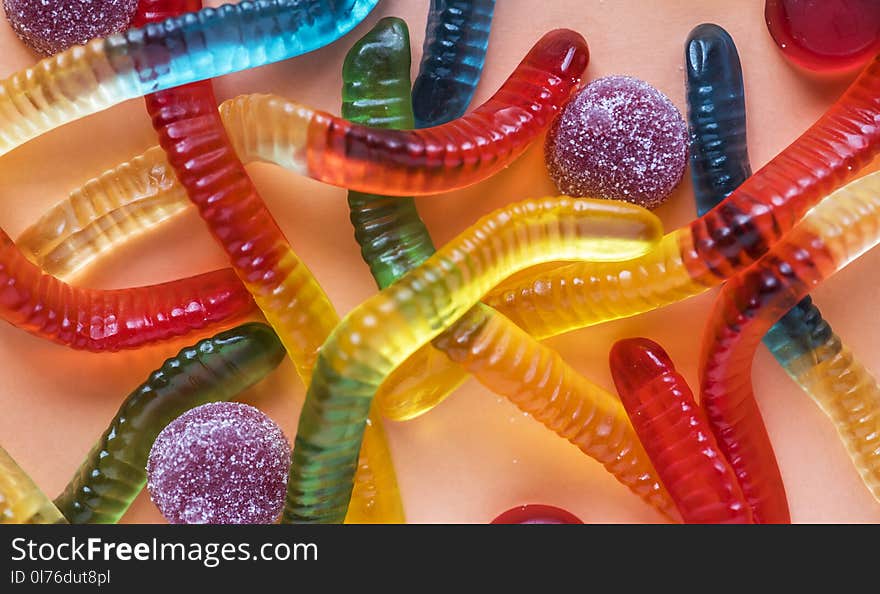 Closeup Photo of Assorted-color Gummy Worms