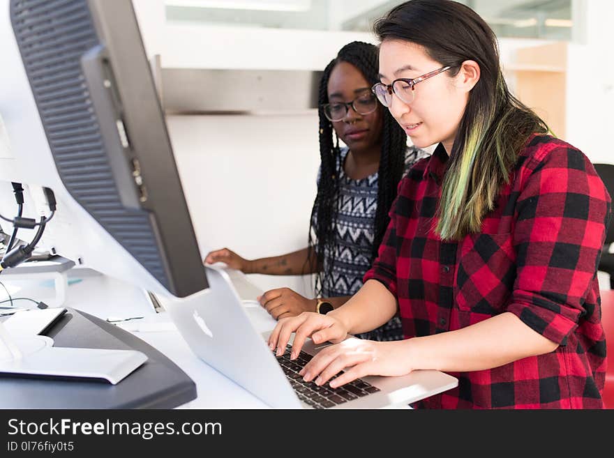 Woman Wearing Black and Red Gingham Sport Shirt