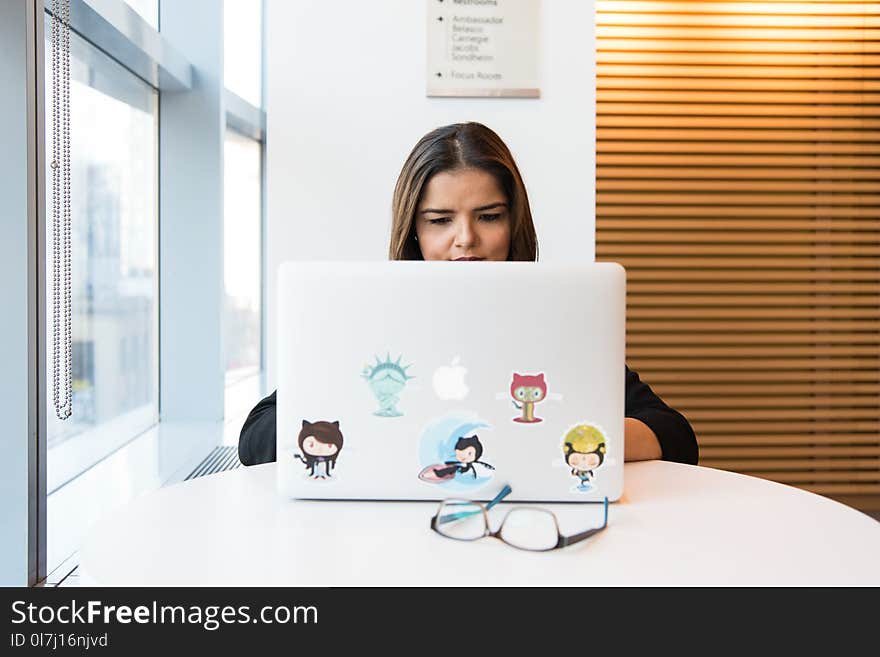 Woman Using Macbook