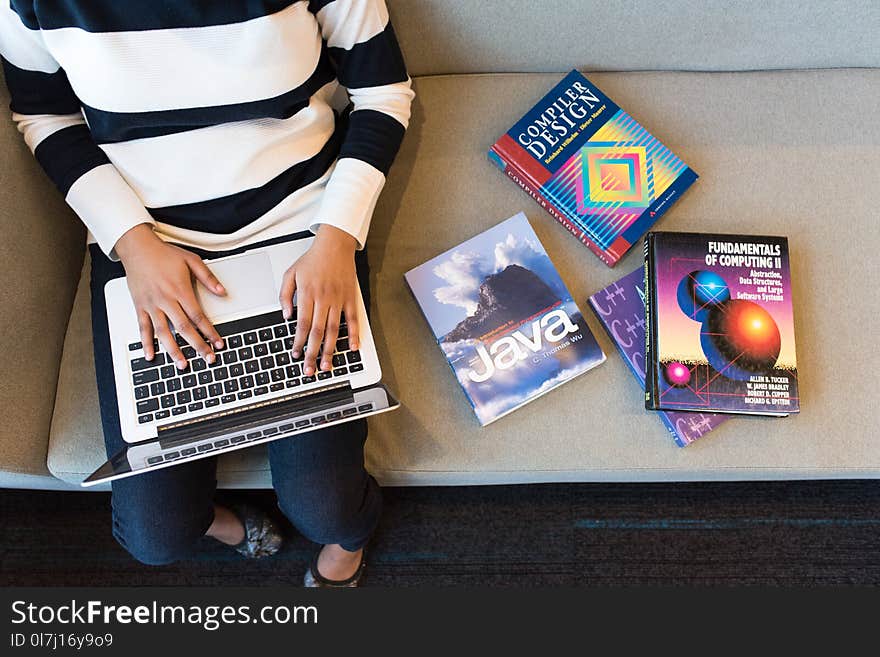 Person Using Macbook Pro On Person&#x27;s Lap