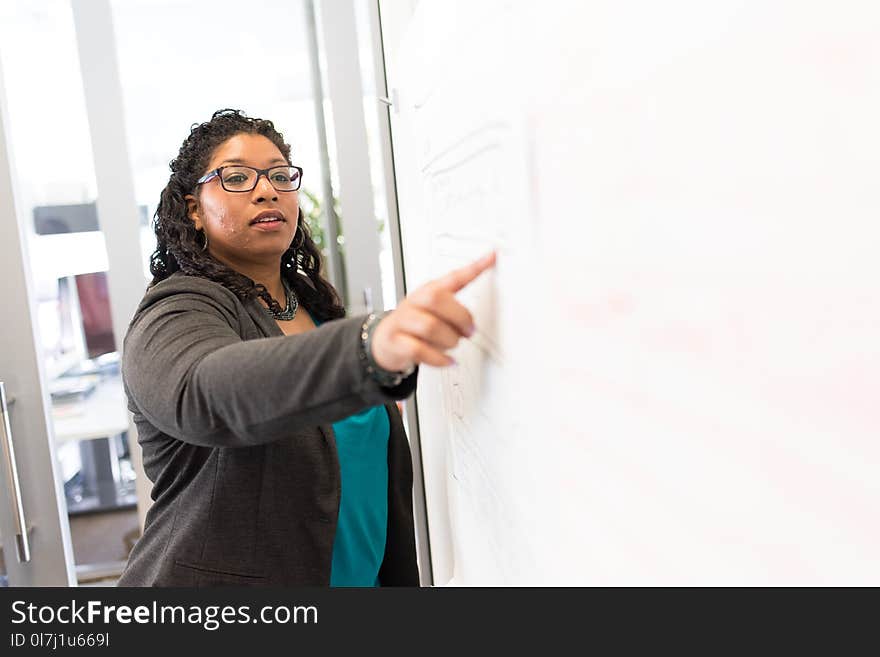 Woman Beside Whiteboard