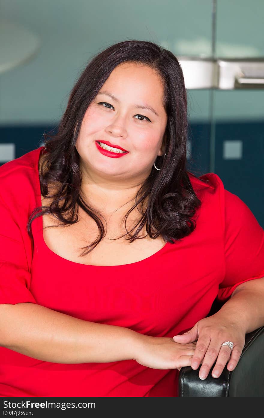 Woman Wearing Red Scoop-neck Top