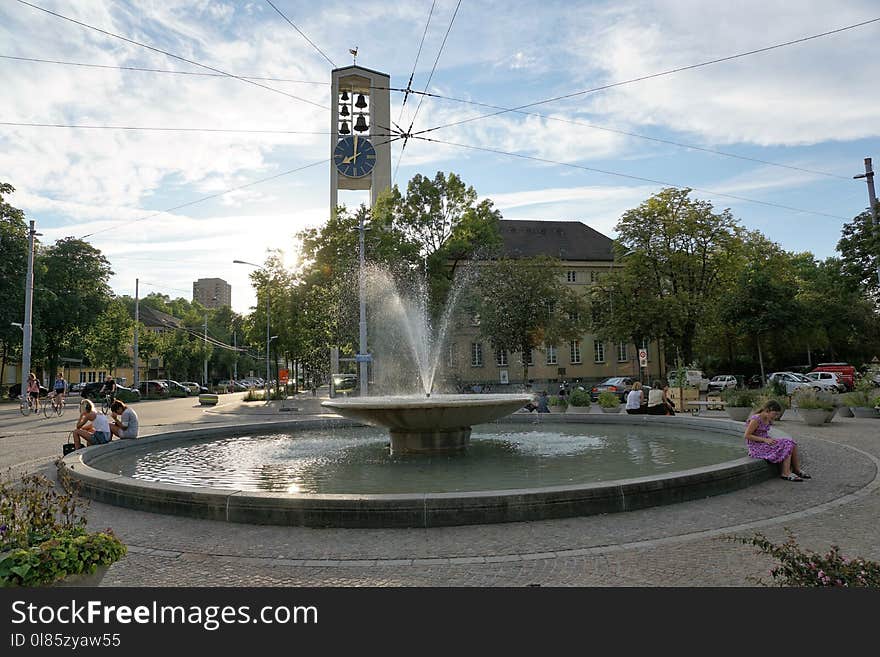 Water, Fountain, Water Feature, Town Square