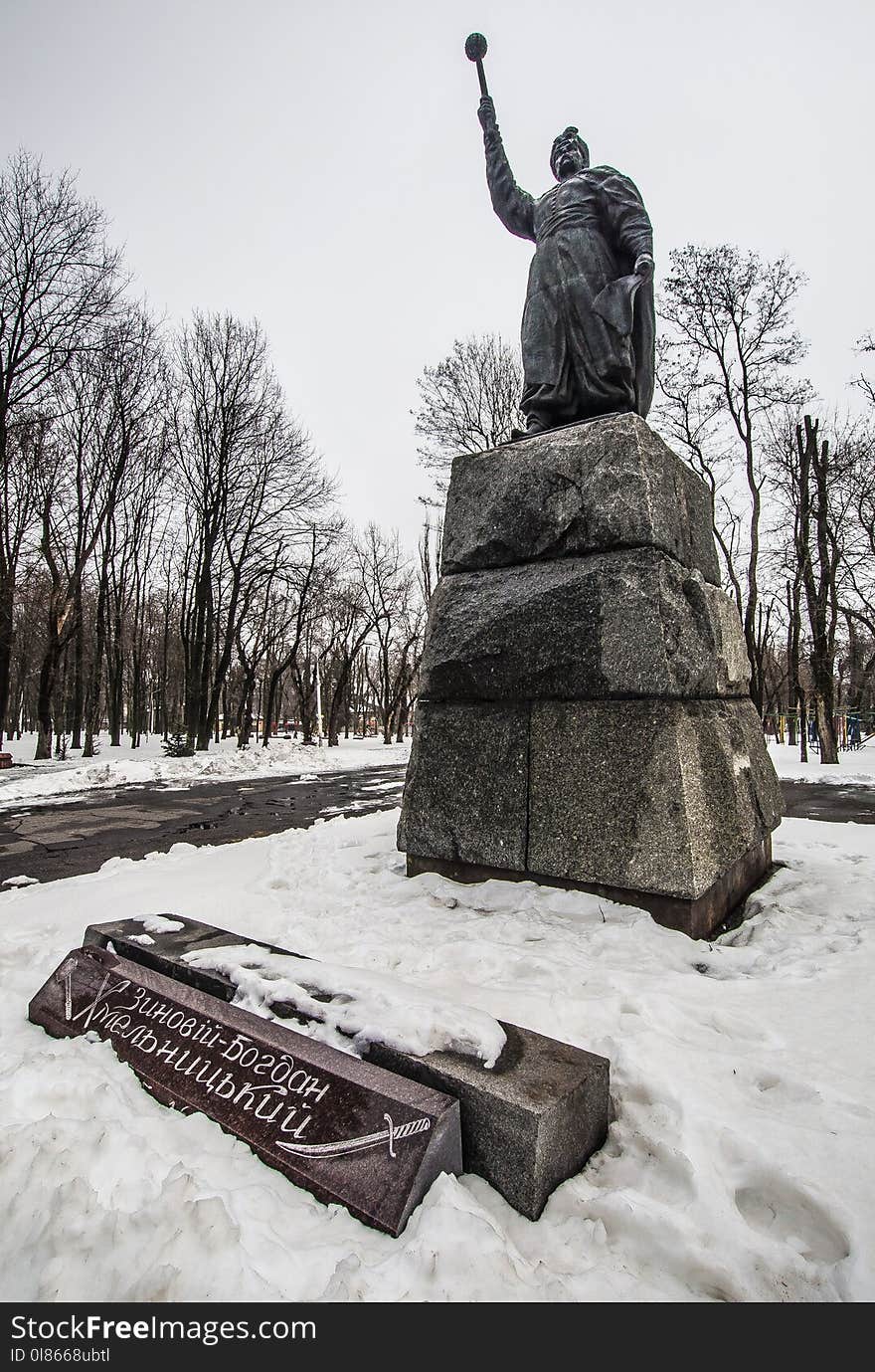 Statue, Monument, Sculpture, Snow