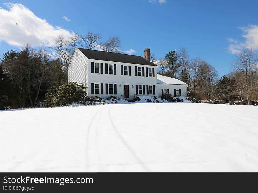 Snow, Winter, Home, Sky