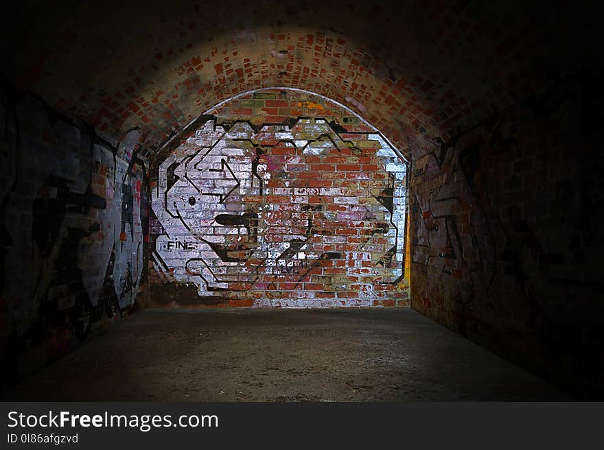 Wall, Tunnel, Arch, Art