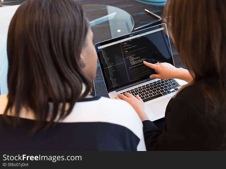 Two Women Looking at the Presentation at Laptop