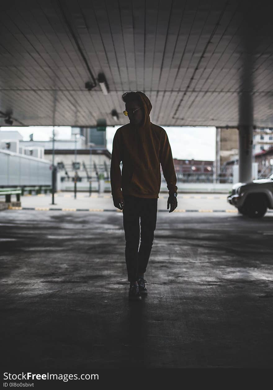 Man Wearing Pullover Hoodie