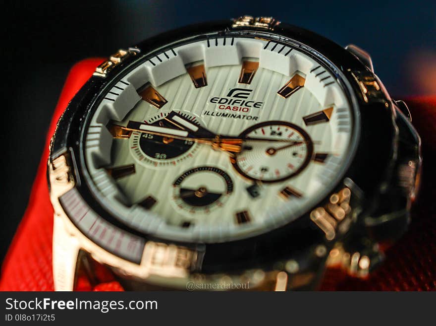 Closeup Photo of Casio Edifice Chronograph Watch