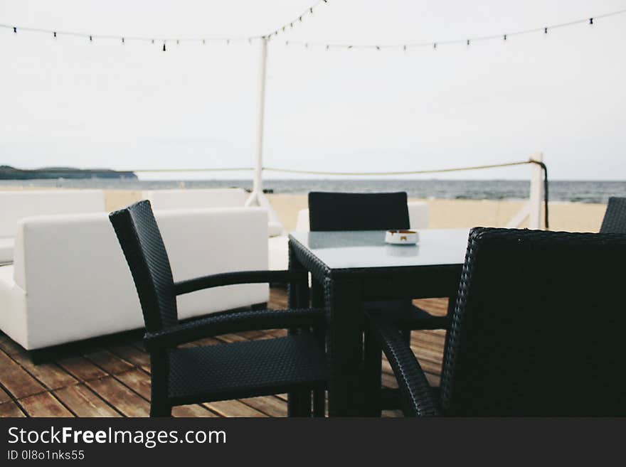 Black and White Table With Chair