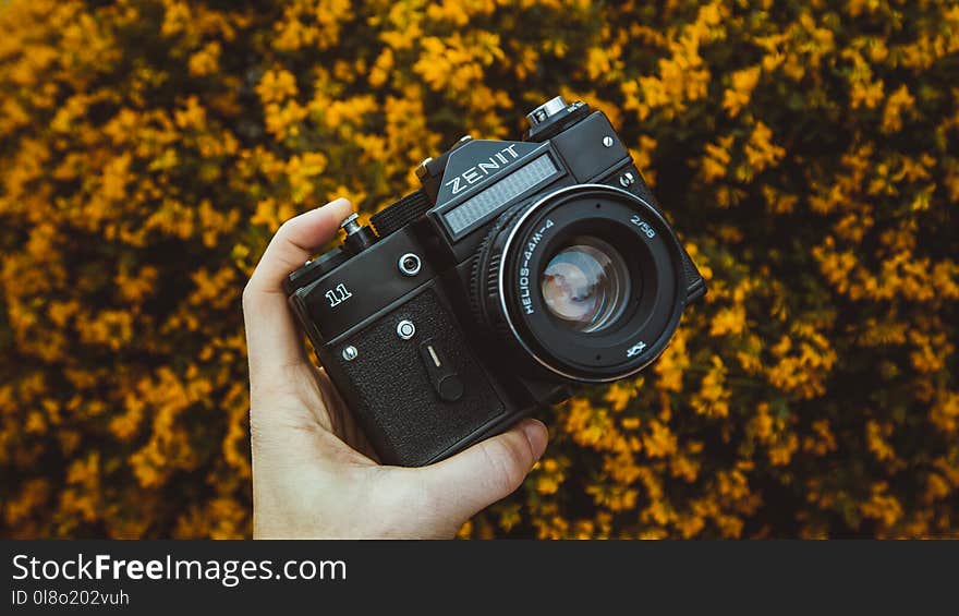 Person Holding Zenit Dslr Camera