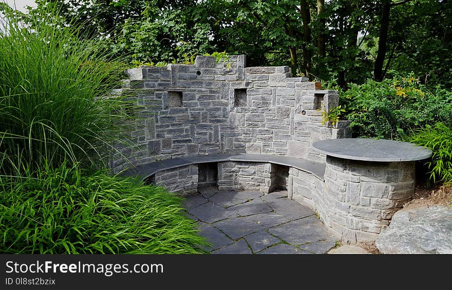 Wall, Stone Wall, Walkway, Garden