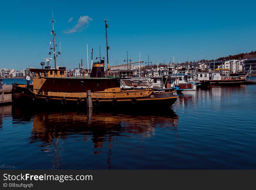 Harbor, Water, Water Transportation, Reflection