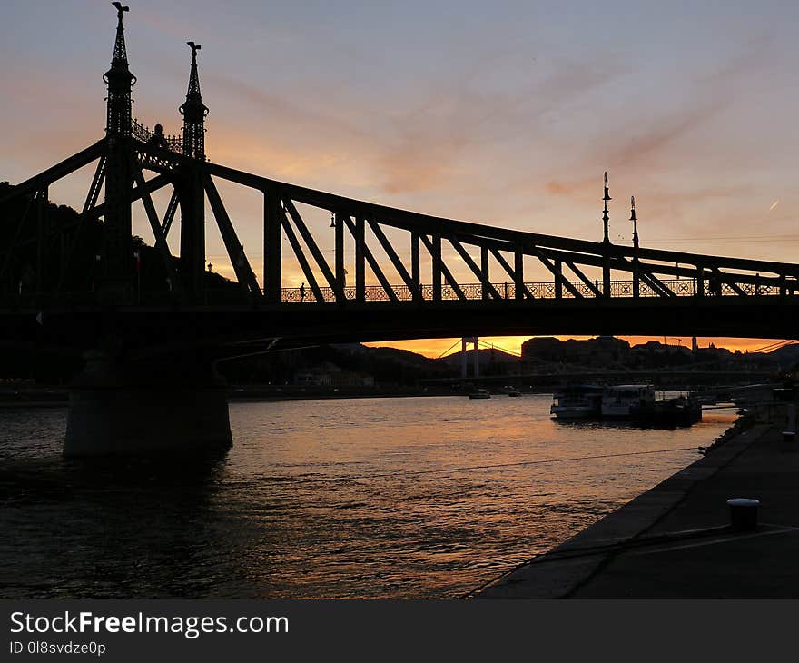 Bridge, Sky, Sunset, Dusk