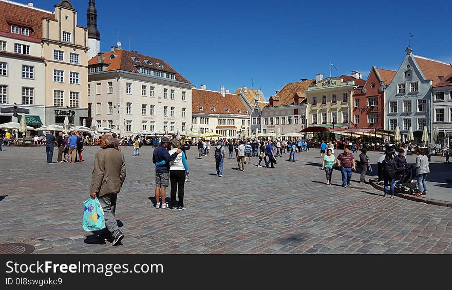 Town, Town Square, City, Plaza