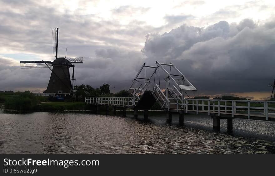 Windmill, Waterway, Mill, Cloud