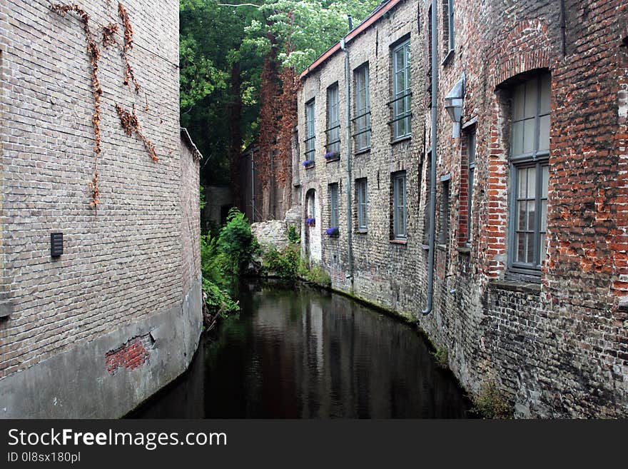 Waterway, Water, Town, Alley