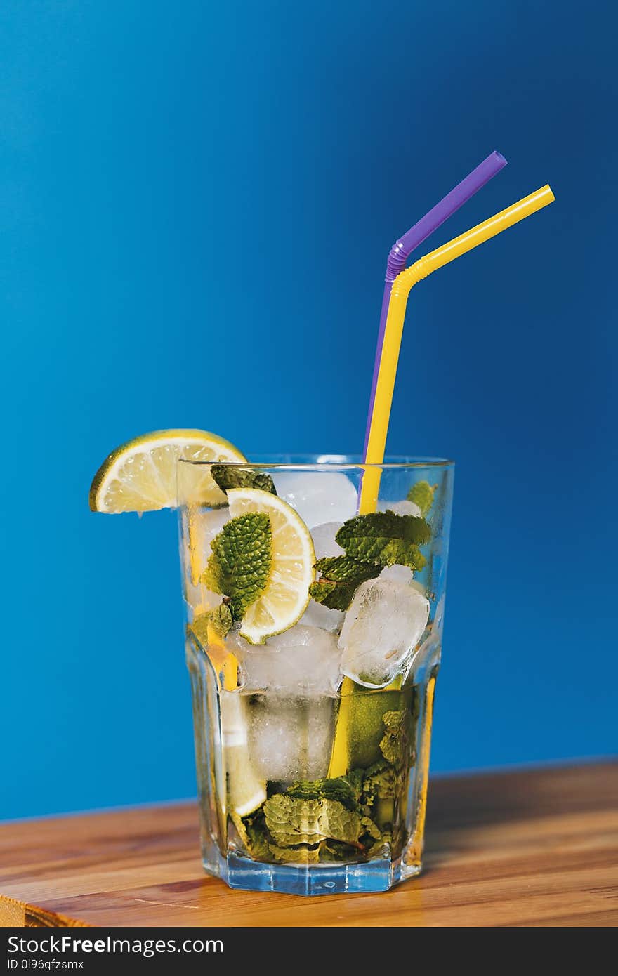 Lime Cocktail Drink With Two Straws