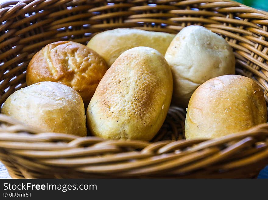 Bread In Brown Wicker Basket