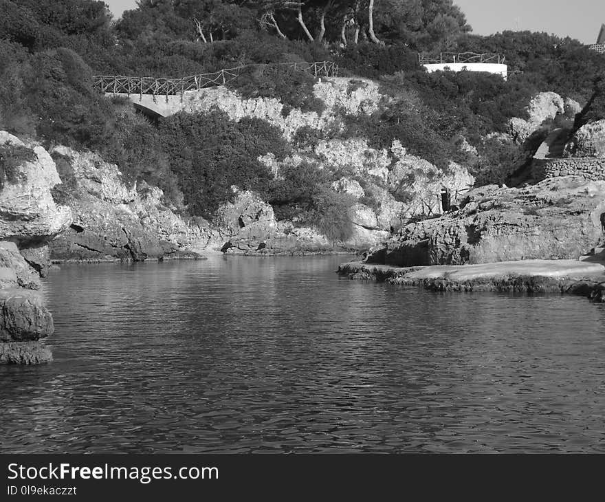 Water, Nature, Black And White, River