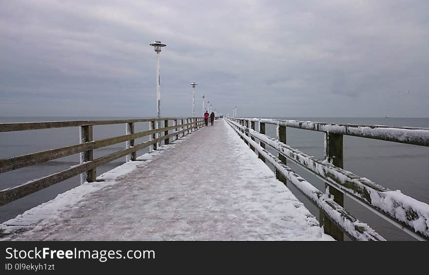 Pier, Sea, Sky, Snow