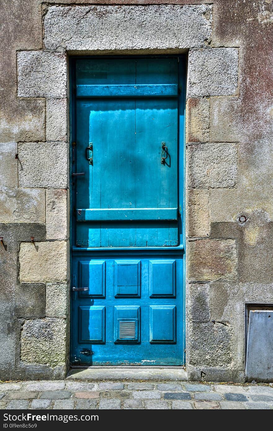 Blue, Green, Wall, Door