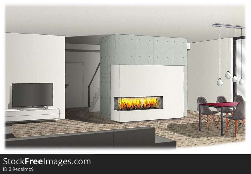 Fireplace, Hearth, Interior Design, Heat