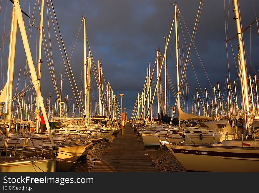 Marina, Sky, Water, Harbor