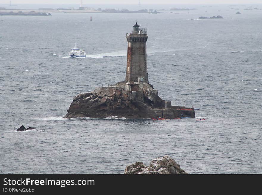 Lighthouse, Promontory, Sea, Coast