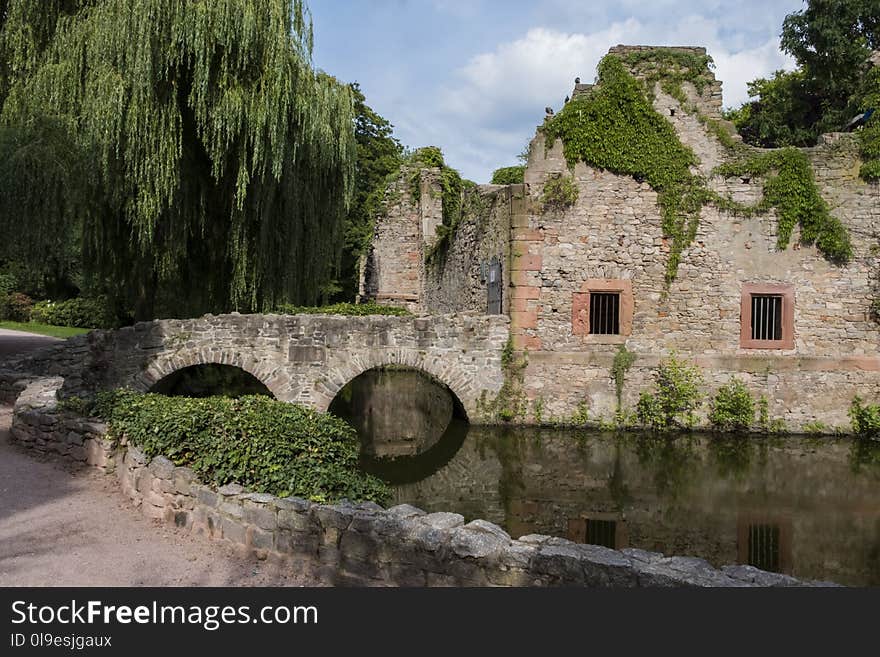 Waterway, Ruins, Moat, Water