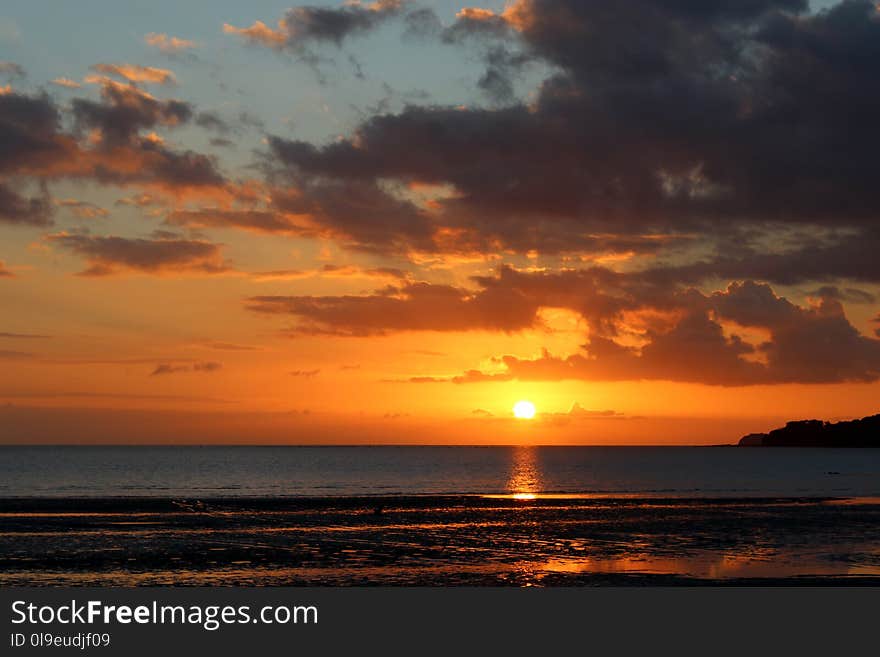 Sky, Horizon, Afterglow, Sunset