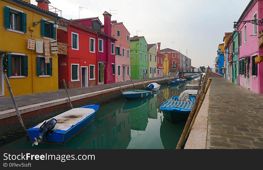 Waterway, Canal, Town, Water